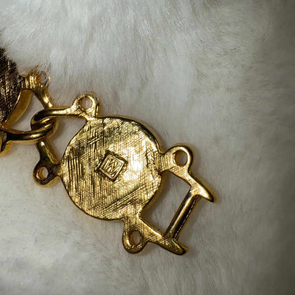 Vintage Golden and Faux Pearl Women's Bracelet made by Weingeroff - Picture 6 of 11